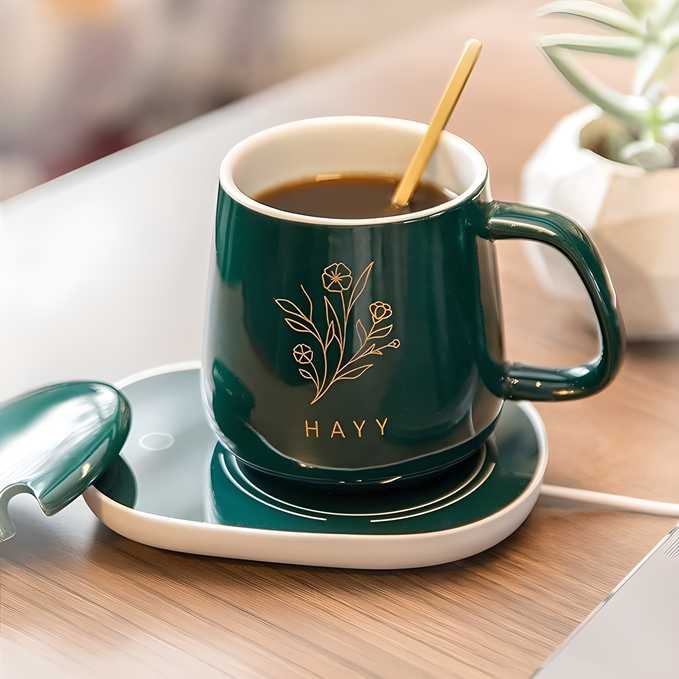 Electric Ceramic Mug With Warmer Plate