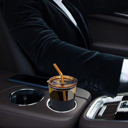 Glass Tumbler with Glass Straw and Lid